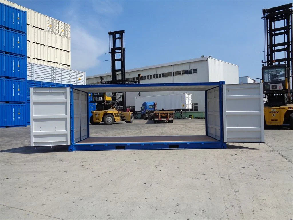 Contenedor de envío de doble puerta de 20 pies lado abierto